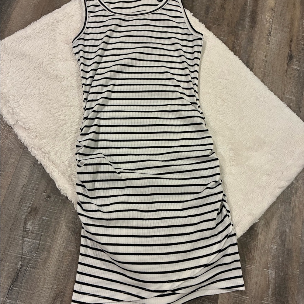 Striped Black and White Sleeveless Dress